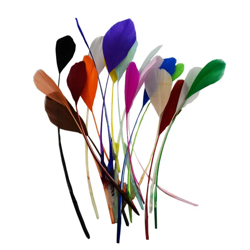 

Free shipping 50pcs 12-17cm real natrual dyed colored mix goose feathers trim for bulk sale home jewelry craft making