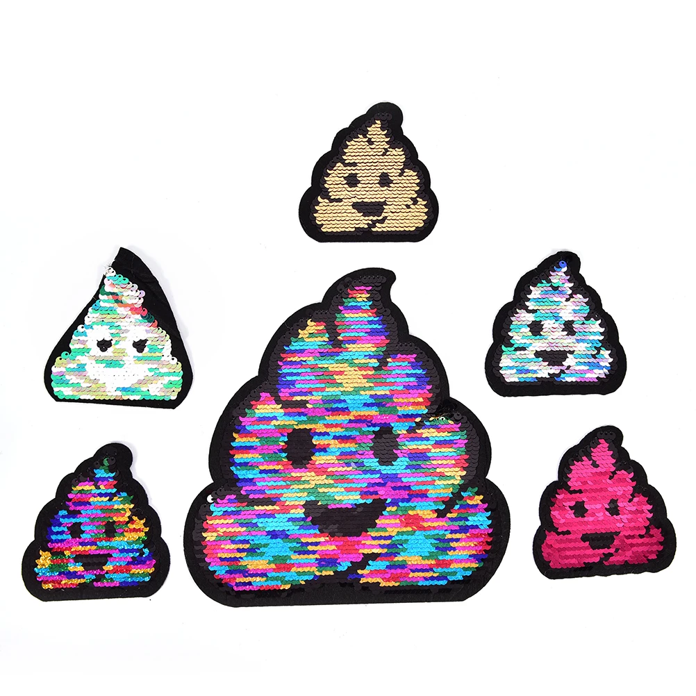 1PCS emoji Patch Reversible Sequined Sew On Patches for clothes DIY Coat Sweater Embroidered Paillette Applique 6 Styles