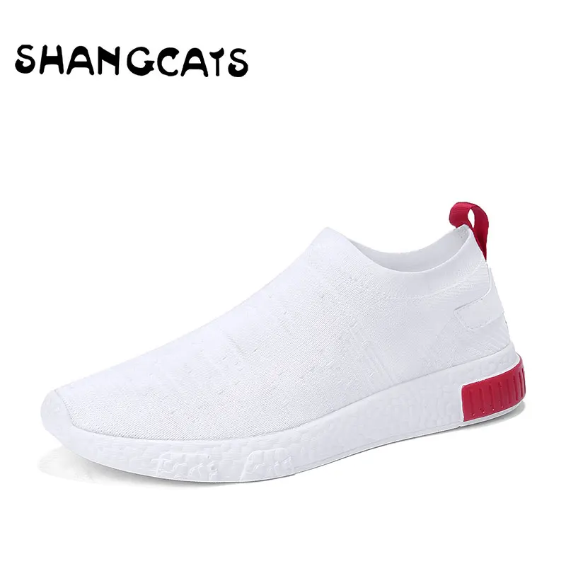 

Thin Summer White Shoes Men Sneakers Teen Without Lace Trend 2019 New Feel Socks Shoes tenis masculino chaussure Yasilaiya