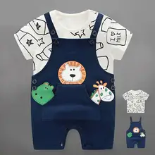 Комплекты одежды из 2 предметов для маленьких мальчиков и девочек летняя одежда для маленьких мальчиков, короткий рукав для новорожденных, одежда для малышей, футболка+ штаны на бретелях для девочек