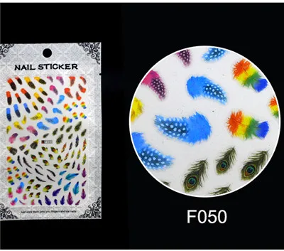 WUF 1 шт. ультратонкие 3D Цветочные Перья животные смешанный дизайн ногтей наклейки для украшения красоты инструменты для макияжа - Цвет: F050