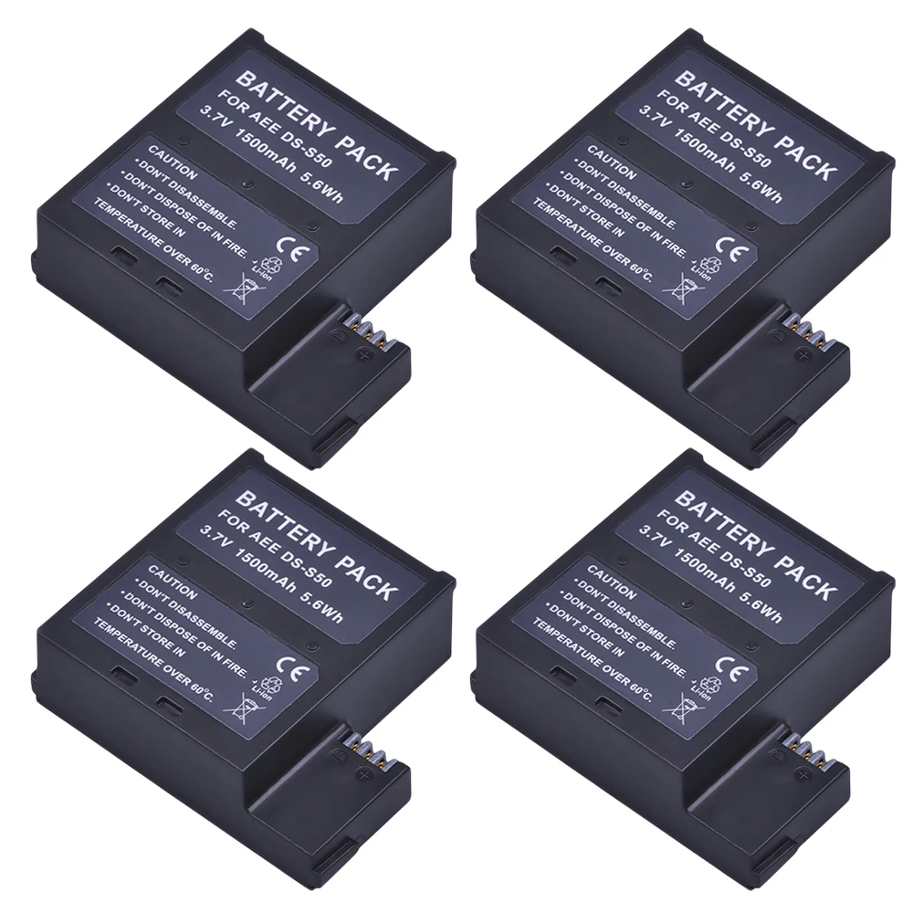 Новый запасной аккумулятор PowerTrust 4x1500 мАч для фотоаппарата AEE D33 S50 S51 S60 S71