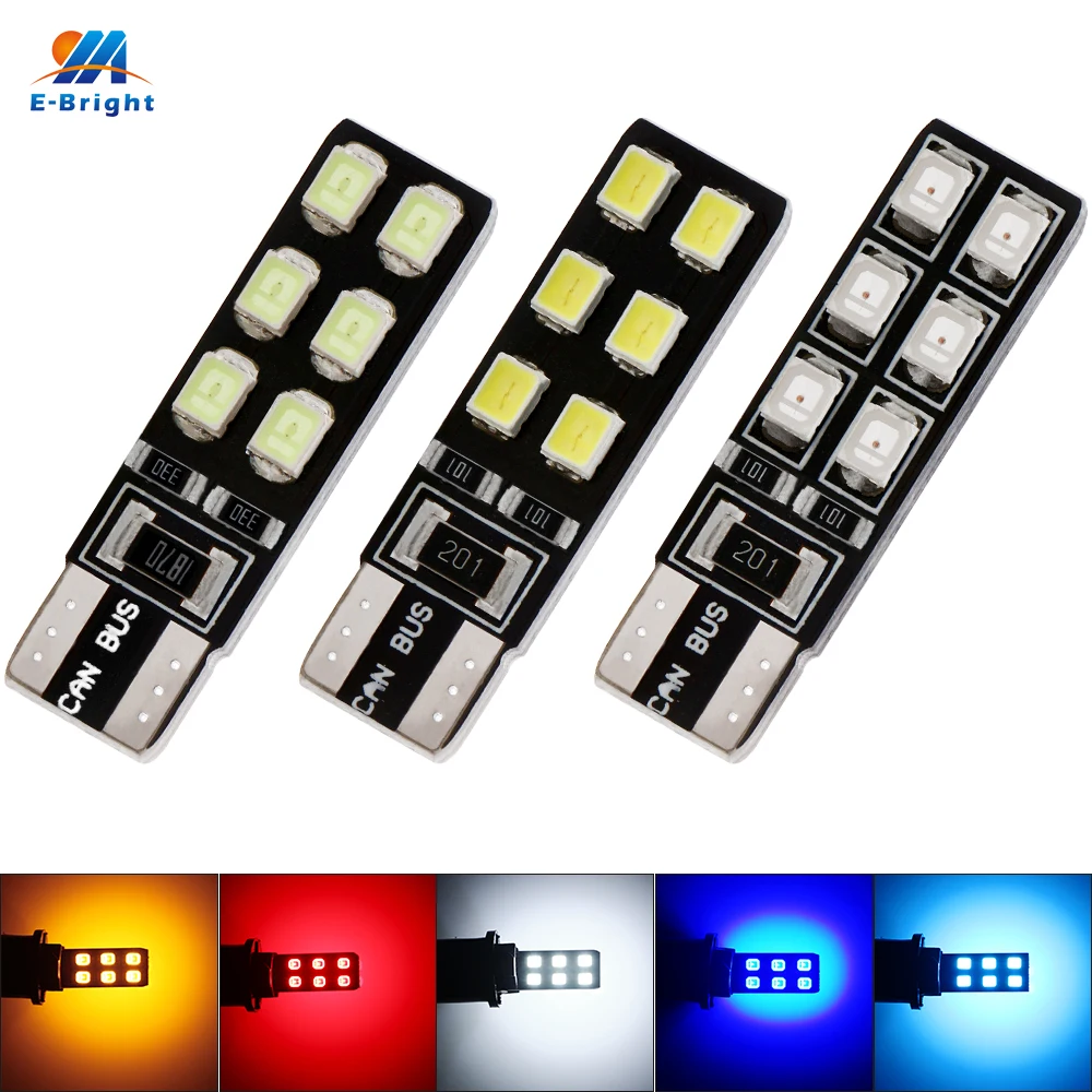 YM E Bright 2 шт. T10 2835 12 SMD без ошибок Canbus 194 168 W5W В Автомобильная фонарь белый синий