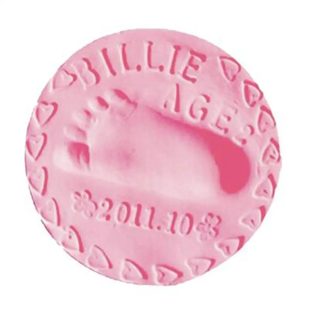 Детская ручная печать слизи мягкая глина для моделирования воздушная сушка игровой светильник глина игрушки полимерный пластилин набор для отпечатка ступней DIY игрушка - Цвет: Розовый