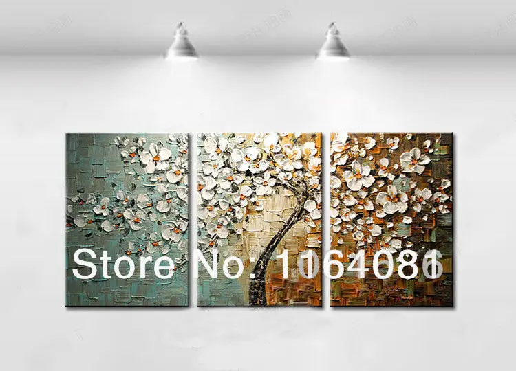

Hand Painted Abstract Modern Art Decor Flower Palette Knife Oil Painting Canvas 3 Panels Wall Art Picture Sets For Home Canvas