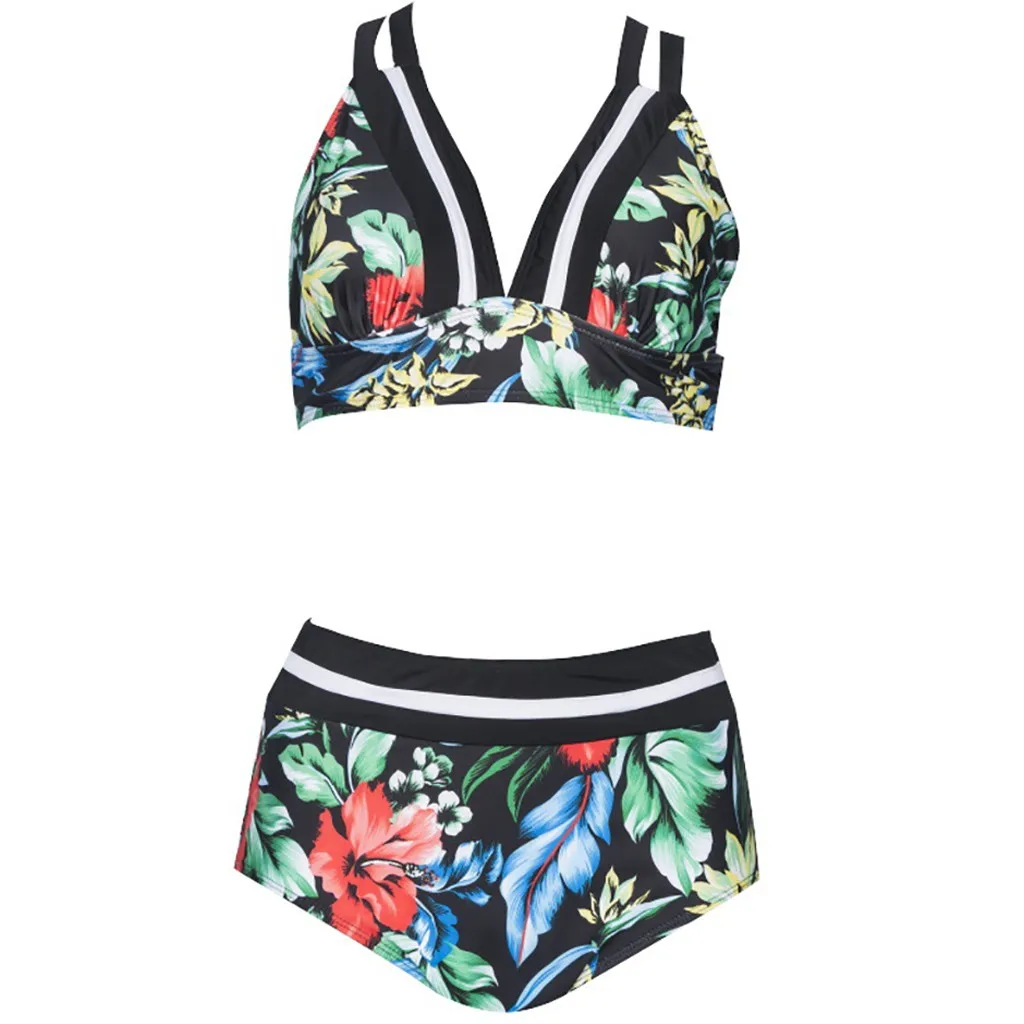 

2019 swimsuit female separate summer hot new fashion Women's Print Two Piece Swimsuit Pushups Swimwear Beachwear vintage biquini