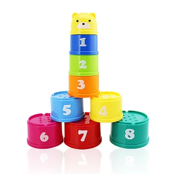 

9Pcs/set Educational Baby Toys Figures Letters Tower Cartoon Bear Fun Folding Tower with Mesh Bag Child Early Intelligence Gift