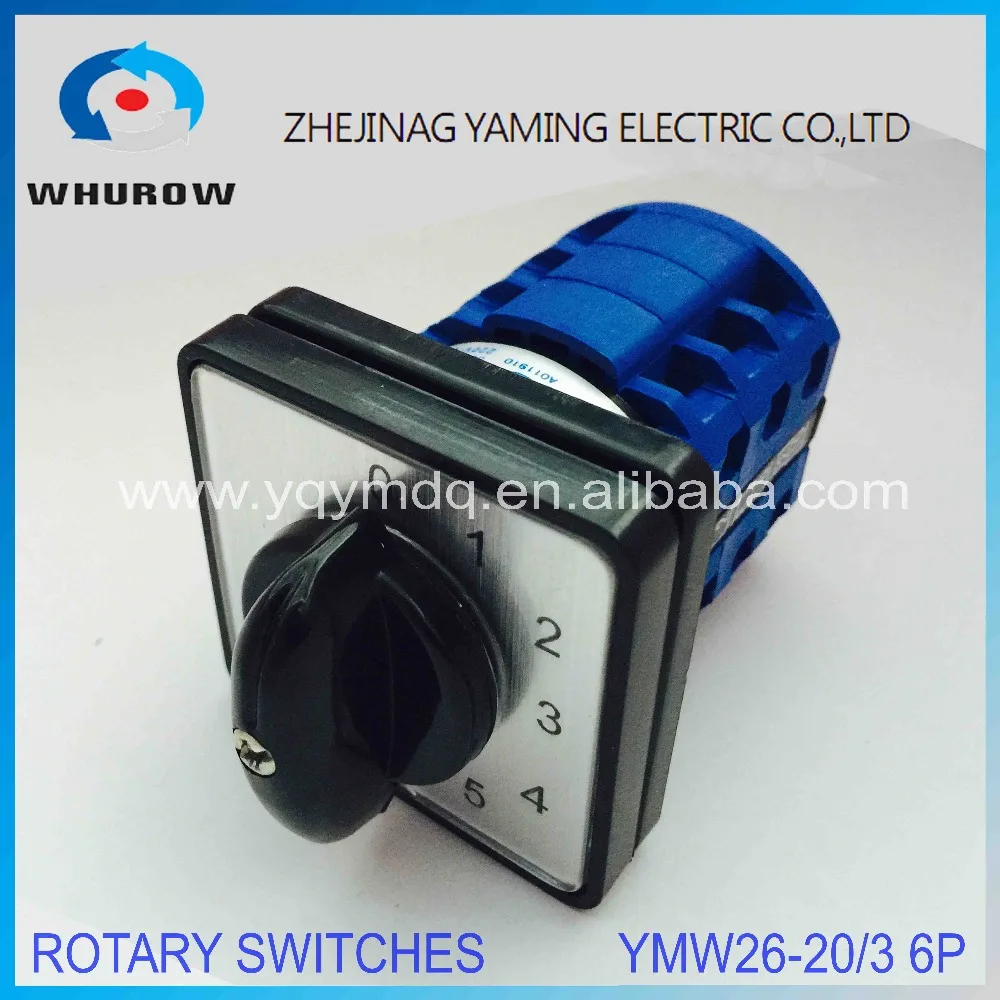 

LW26 YMW26-20/3 Rotary switch 6 postion 0-5 690V 20A 2 pole universal changeover cam main switch silver contact circuit control