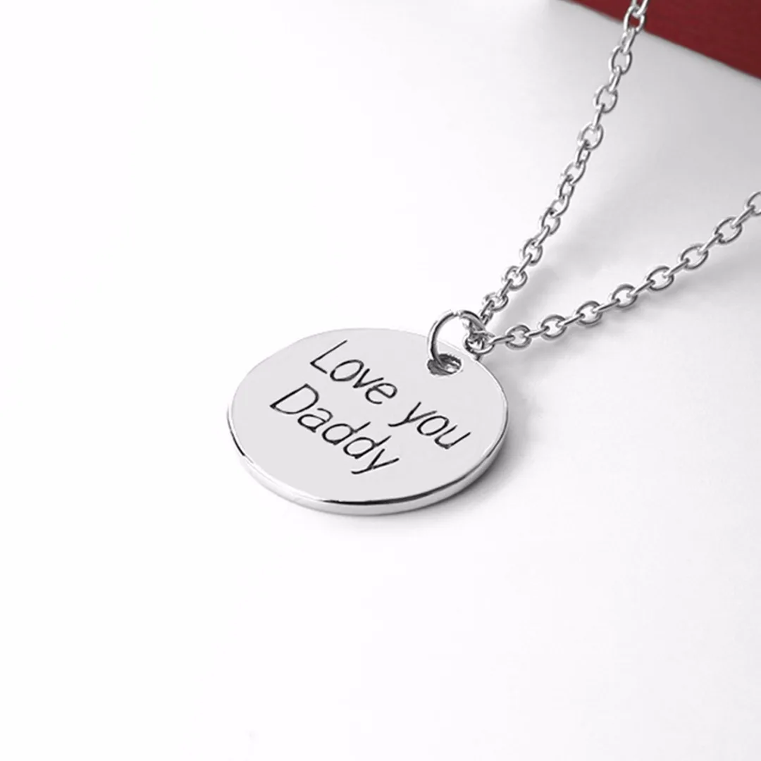 Father Daughter Necklace Vintage Family Jewelry Birthday New Year Gift Choker Necklaces Round Love Daddy Colar Pendant