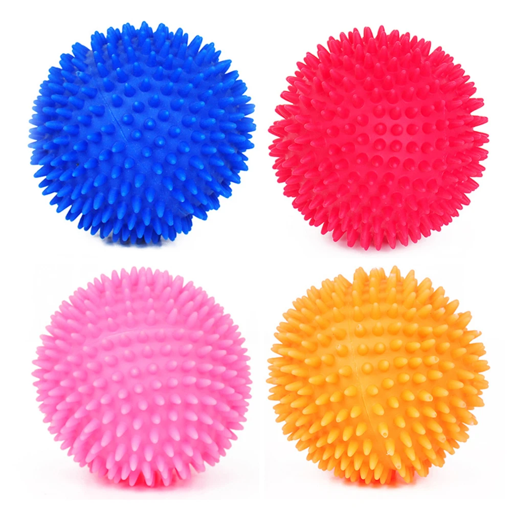 Pet Dog Squeaky Toy Funny Interactive Elasticity Soft Ball Chew Toy for Dog Tooth Clean Ball of Food Extra-tough Silicone Ball