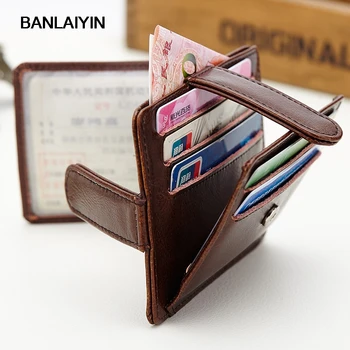 

Pop Tide Good Leather Women Card Holder Ultra Thin Vintage Wallet Slim Coin Pocket Purse Men Driving Documents Package