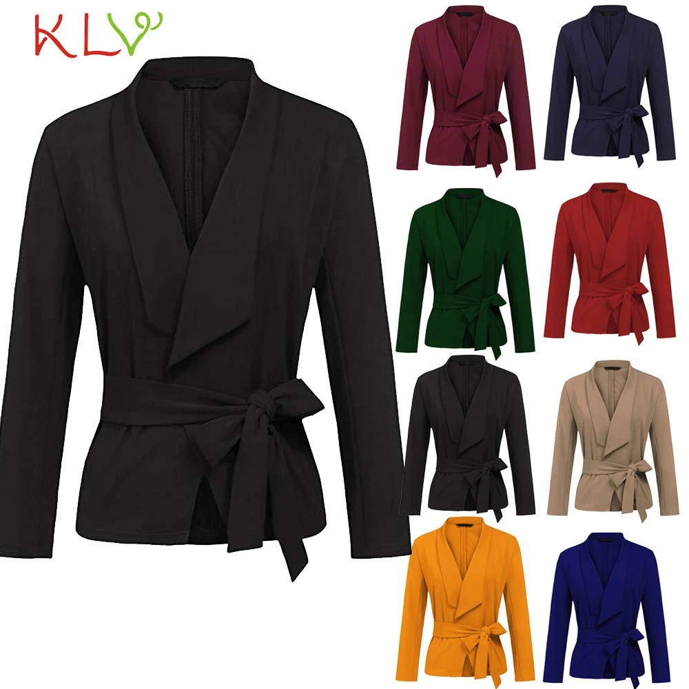 

Women Blazer Winter Elegant 2018 Fashion Office Lady Belt Suit Long Plus Size Chamarra Cazadora Mujer Coat For Girls 18Oct26