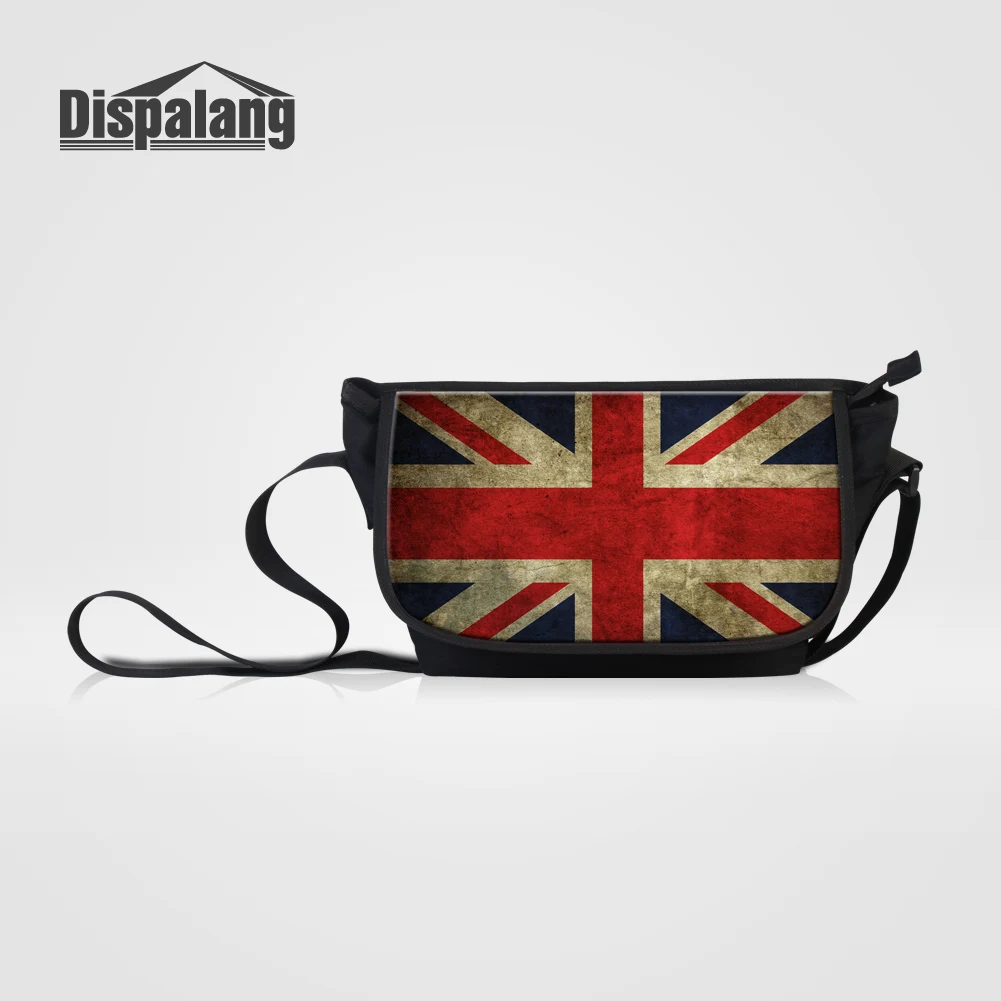 Dispalang Men's Casual Messenger Bags British Flags Printing Canvas