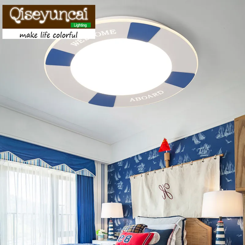 

Qiseyuncai 2018 Mediterranean style children's room led eye protection Acrylic ceiling lamp, boy room, warm bedroom lighting.