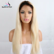 Sunnymay 1BT 613 Blonde Color Dark Roots Brazilian Non Remy Full Lace Wig Ombre Blonde 613