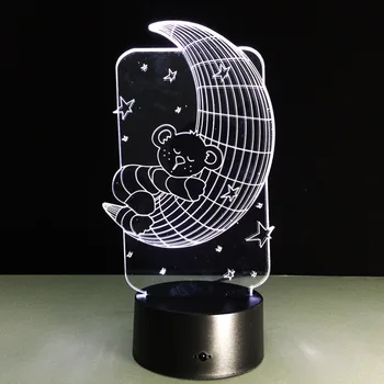 

Moon Bear Lamp 3D Illusion Hologram Visual LED Night Lights Touch USB Table Lampara Baby Sleeping 7 Color Changing Nightlight