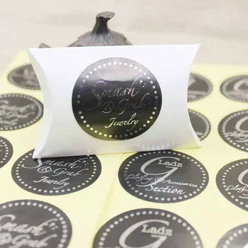 

1000pcs 4cm round black paper silver print gifts/favors seal label customer products tag sticker label