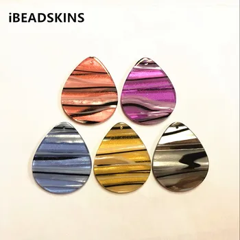 

New arrival! 34x28mm 100pcs/lot acrylic stripe drop-shape charms for earrings accessories earring/Jewelry DIY making