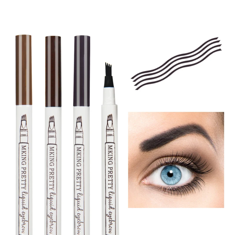 

Aojoc Brand Cosmetics Makeup Eye brow Pencil Waterproof Fork tip Liquid Eyebrow Tattoo Pen 3 Colors Fine Sketch Eyebrow Enhancer