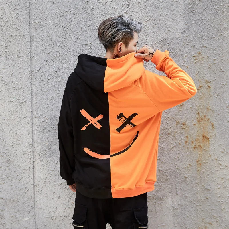 

hoodise Men Hoodies Sweatshirts Smile Print Headwear Hoodie Hip Hop Streetwear Clothing