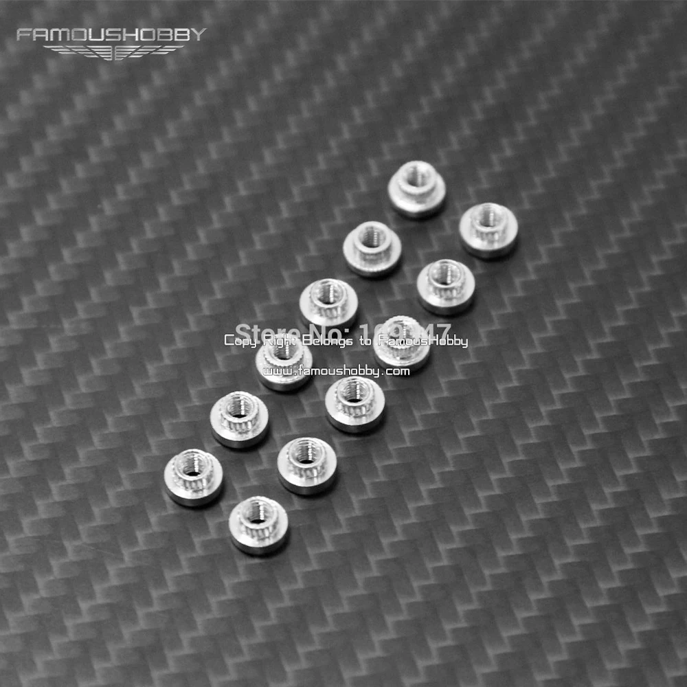 

Famoushobby SCW028 Press Nuts Aluminum for M3 Screws x 12pcs Aluminum Material