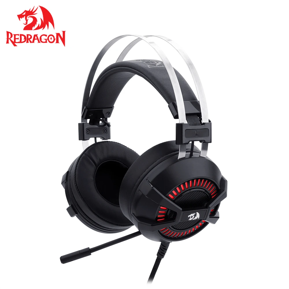 

Redragon H801 3.5 Channel Surround Stereo Gaming Headset Over Ear Headphones Mic Individual Vibration Noise Canceling LED Light
