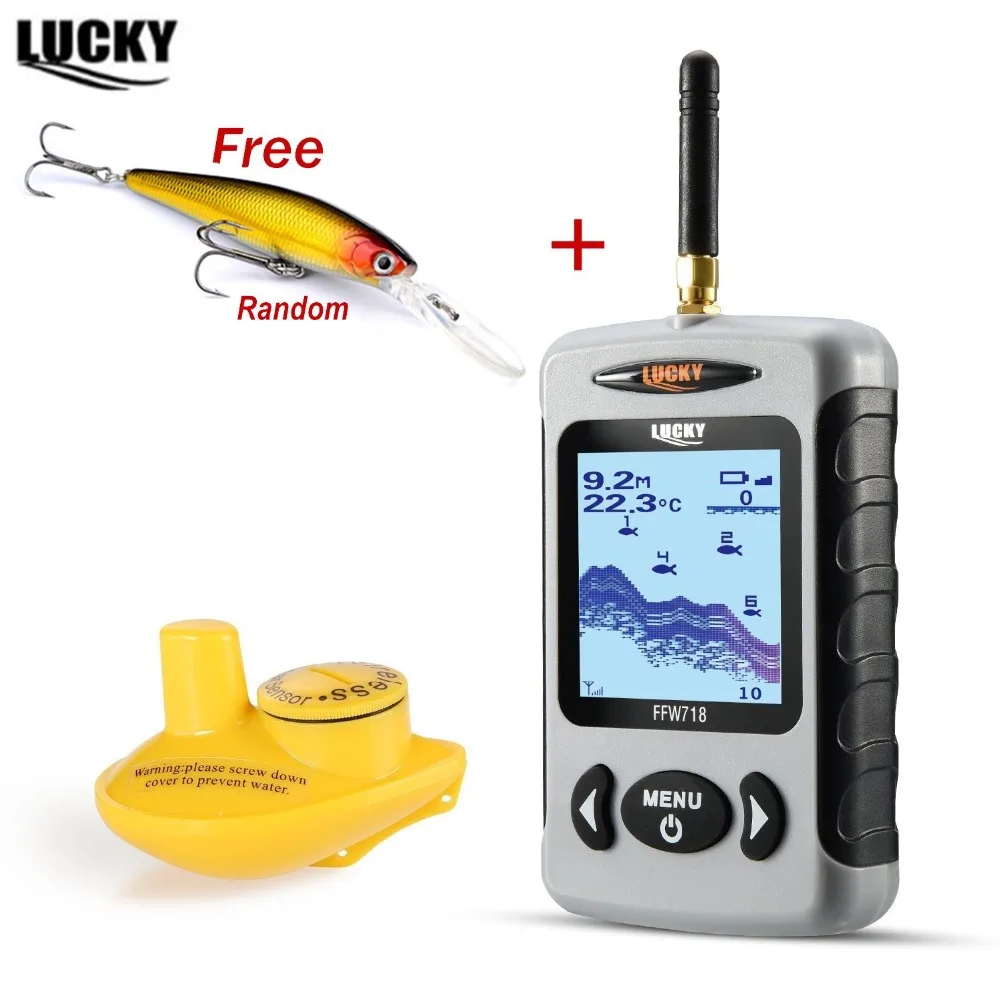 LUCKY fish finder FFW718 рыболокатор рыболовный сигнализатор беспроводной эхолот Искатель глубины Сигнализация 100 м рыболовный lur