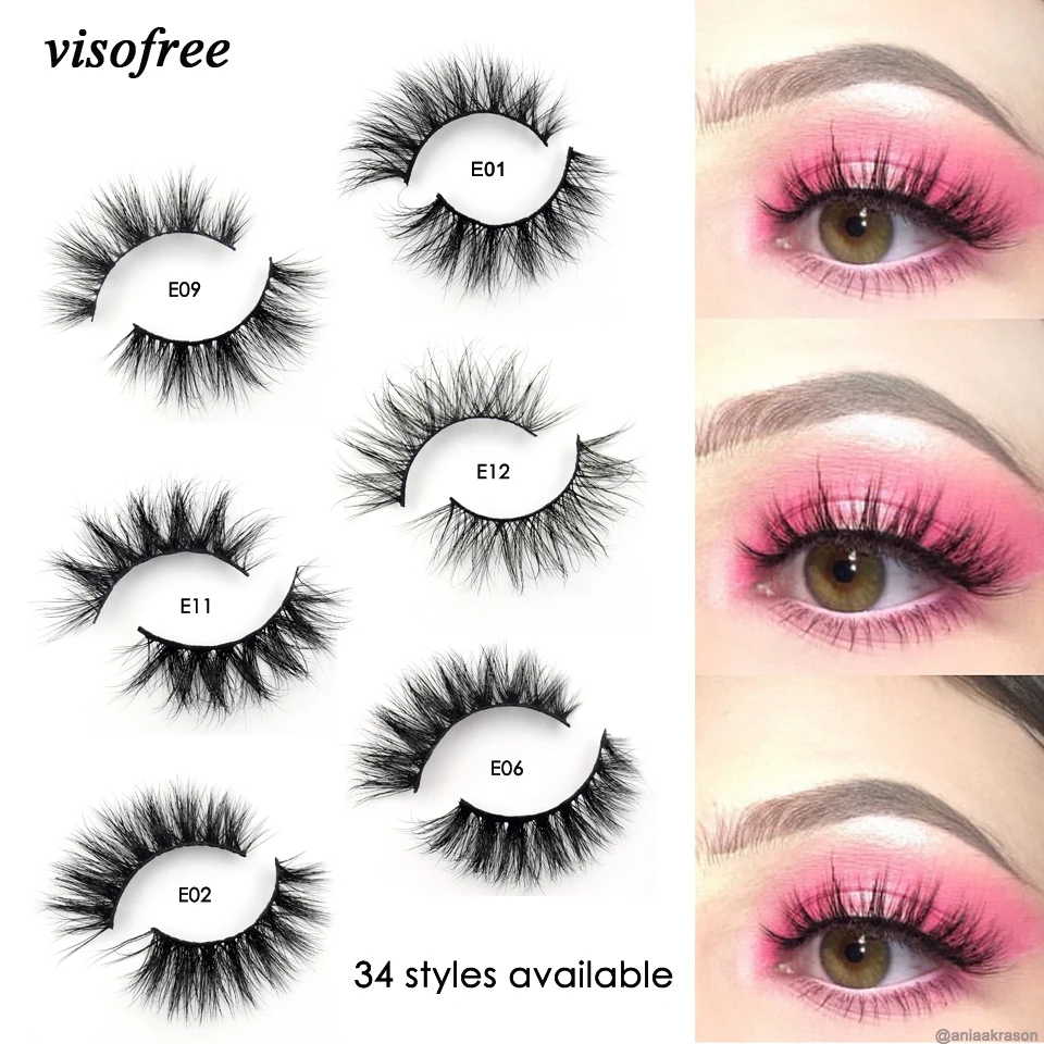 Visofree норковые ресницы 3D норковые ресницы 100% безжалостные свободные ресницы ручной работы многоразовые натуральные ресницы Популярные Накладные ресницы для макияжа