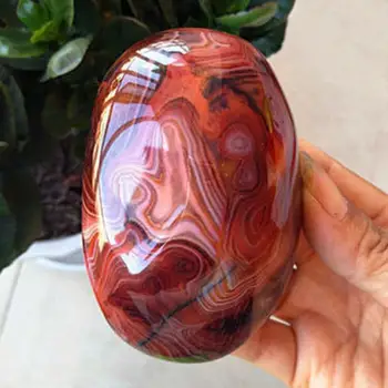 

Irregular Polished Banded Agate Palm Stones Worry Stones Pebble Healing Crystal with Velvet Bag Home Decor Supplies
