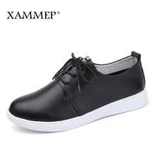 Xammep/Женская обувь на плоской подошве; сезон весна-осень; Брендовая женская обувь; женские кроссовки из спилка; Базовая женская повседневная обувь на шнуровке с круглым носком