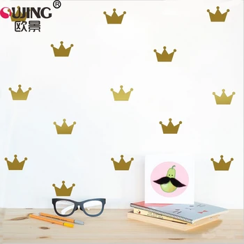 

5*7cm*15pcs Cartoon Gold Queen Crown Wall Sticker For Kids Baby Rooms Kindergarten Poster Home Decor Children Gift PVC Art Mural