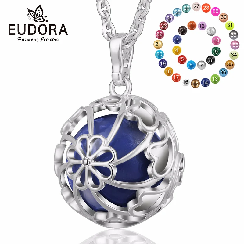 

Silver Angel Caller Floating Locket Pregnant Bola Flower Euodra Harmony Ball Pendant Necklace Baby Chime Jewelry Gift Wholesale
