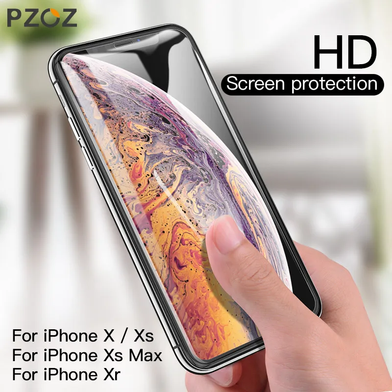 PZOZ iPhone Xs Max X Xr S Защита экрана 0,3 мм закаленное стекло 5D с закругленными краями полное покрытие Защитная пленка для телефона