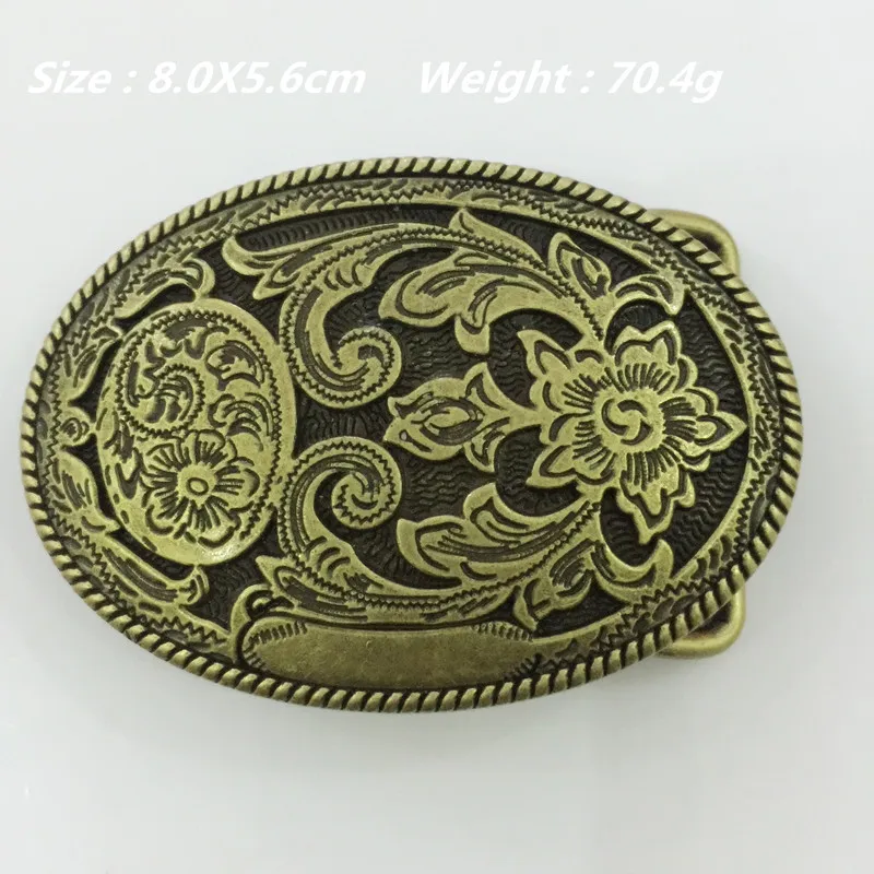 Retail New Western cowboy Belt Buckle 8.0*5.6cm 70.4g Oval Bronze Metal