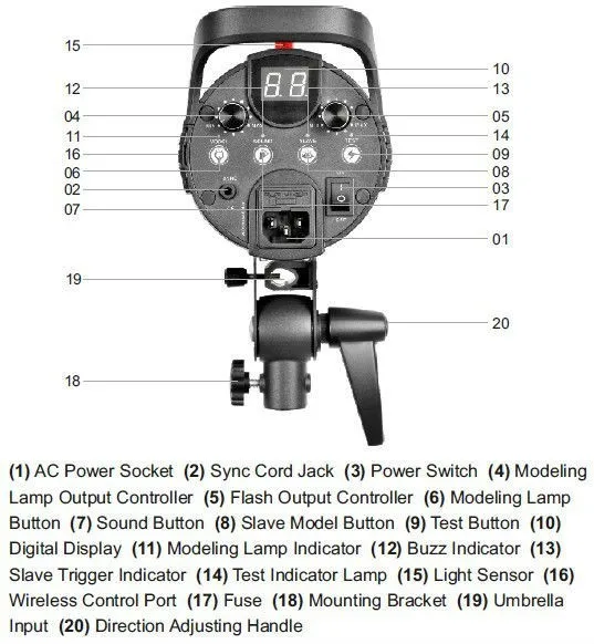 Godox DS300 300W компактная студийная вспышка светильник мерцающий светильник ing фонаря ламповый патрон 220V 300w