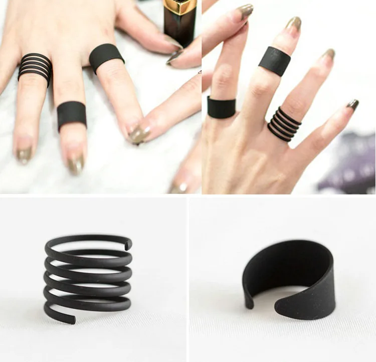 

New Fashion 3PCS Fashion Black Opening Ring Three Ring High Quality Midi Mid Finger Knuckle Ring Set