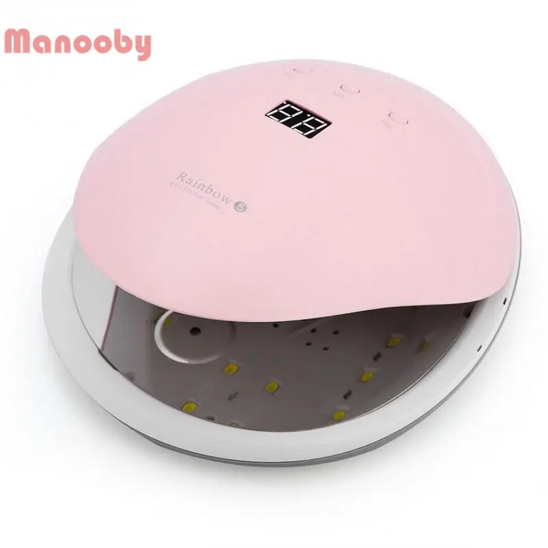 Manooby 48W Intelligent Induction Nail Dryer Rainbow5 Lamp Led Glue Baking Phototherapy Machine for All Gels | Красота и здоровье
