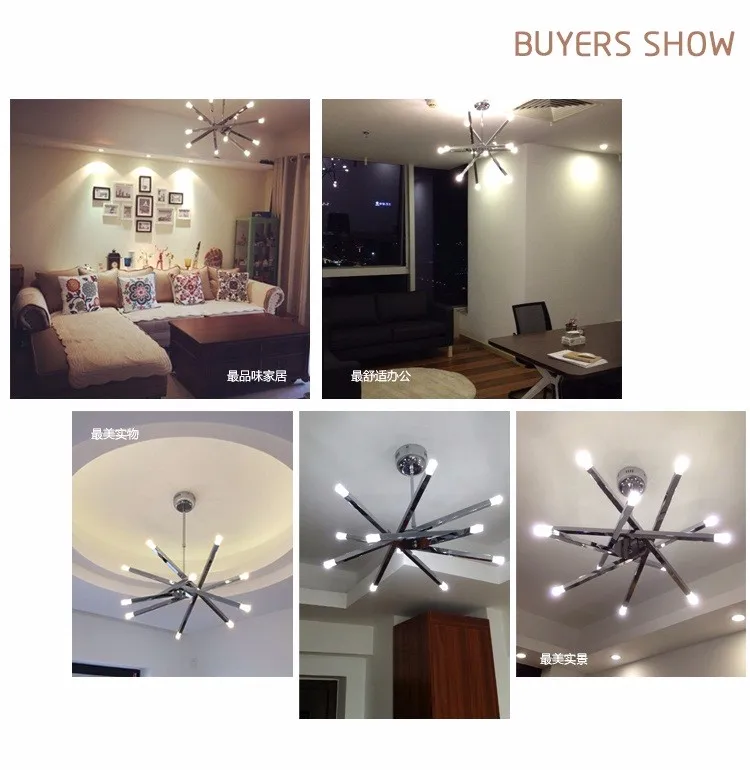 12 Lights Modern Chrome Rod Star Stainless Steel Pendant Lamp Ceiling Hanging Fixture for Home Office Living Room Shop Decor (10)