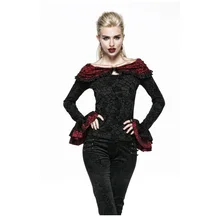 Панк рейв Готическая Лолита винтажные женские топы Виктории Стиль Повседневная хлопковая футболка с длинными рукавами женская футболка с розами в стиле стимпанк
