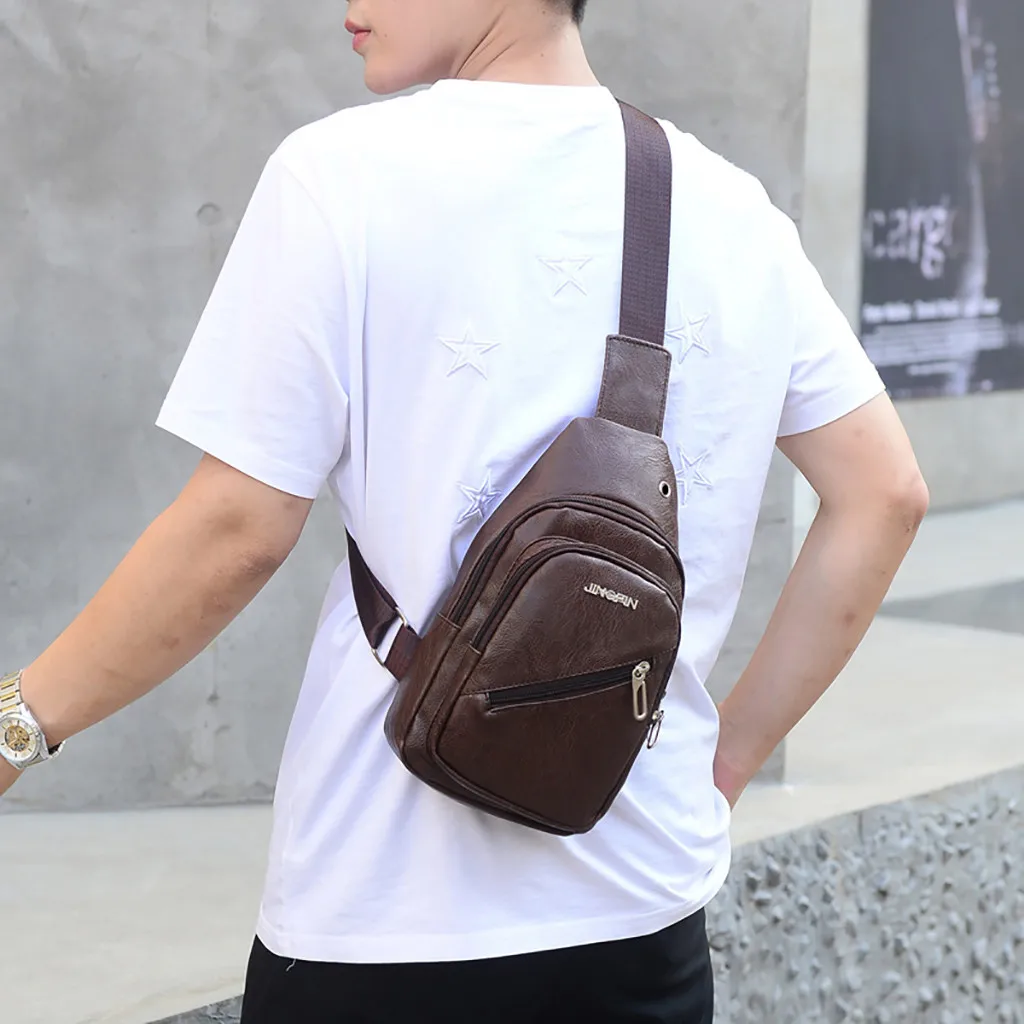 Модная мужская повседневная спортивная сумка на плечо, одноцветная сумка-мессенджер, карман через плечо, нагрудный кошелек, сумки