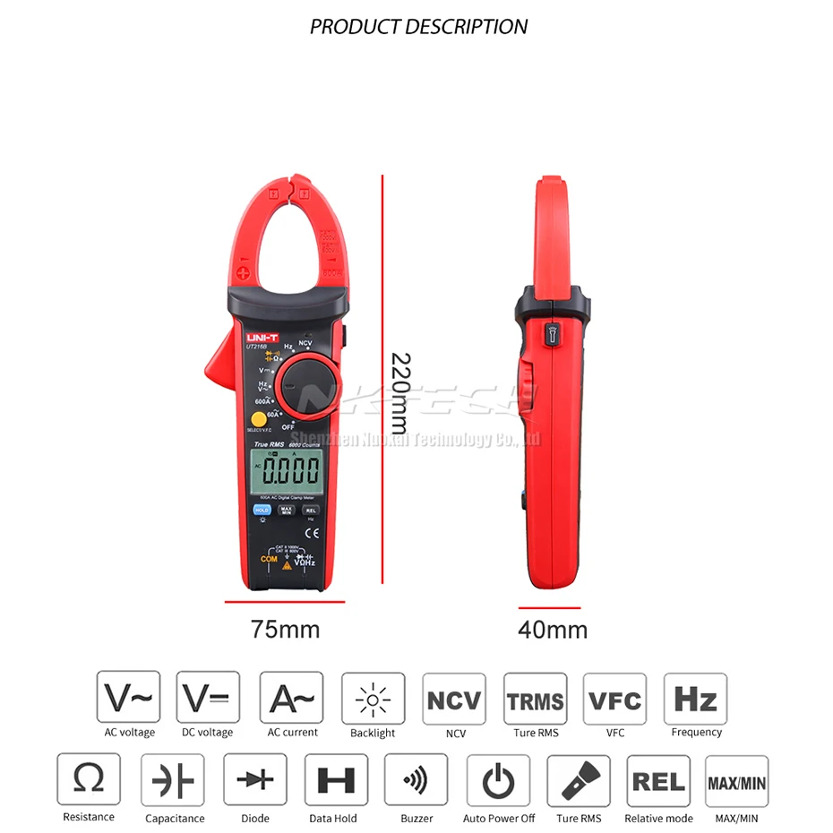 Цифровой зажим измеритель параметров UT216B UT216C UT216A UT216D True RMS напряжение