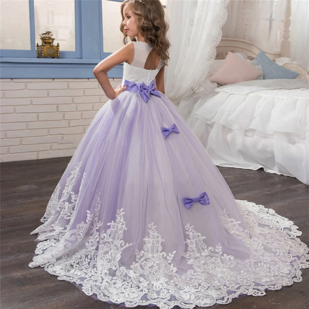 Teen Girls Princess Dress 2018 Tule Children Formal Wedding Gowns Lace Party Pageant Dresses Bridesmaid Evening Clothing For Kid (1)
