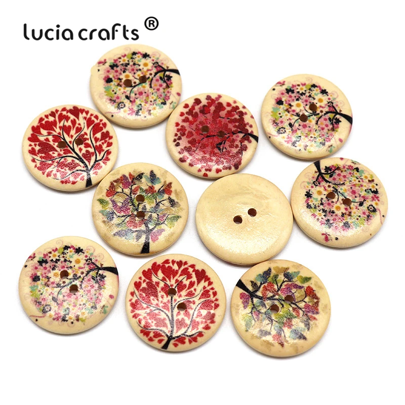 

Lucia crafts 10pcs/lot 30mm 2-Holes Round Wood Button Tree Pattern Scrapbooking Sewing Buttons DIY Garment Accessories E0113