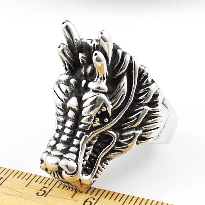 

China dragon ring cool for men fashion metal punk animal jewelry stainless steel Motorcycle Man's Gift US Size 8-13 VR282