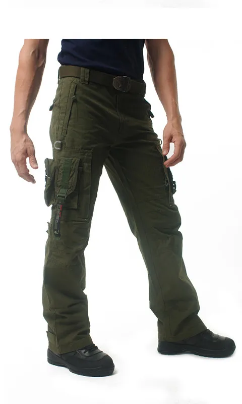 Men Cargo Pants Overalls Multi Pockets Military Tactical Pants Tooling Combat Style Plus Size Trouser Loose Commando Casual Pants (12)