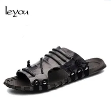 Модные мужские летние сандалии из натуральной кожи; нескользящие пляжные повседневные шлепанцы размера плюс; Вьетнамки; сандалии; повседневная обувь с открытым носком