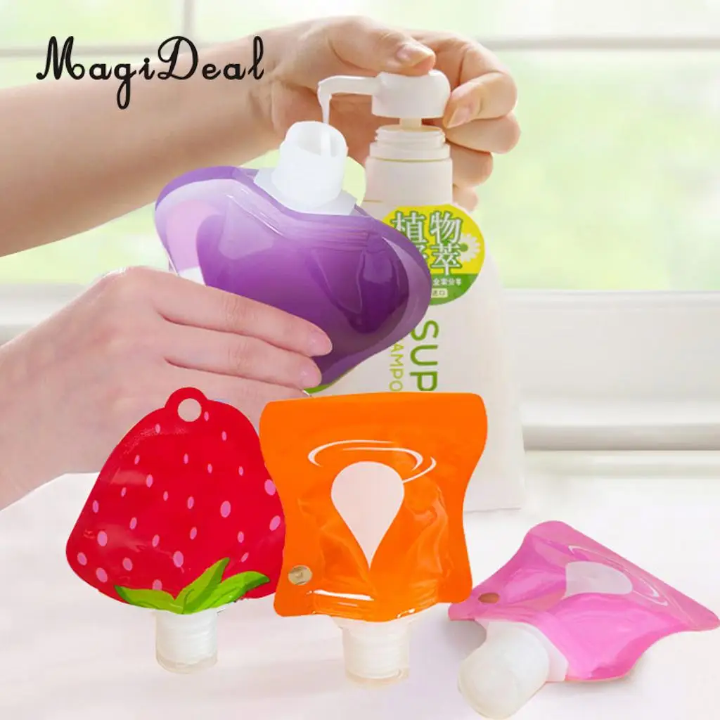 3pcs 28ml Refillable Reusable Empty Squeeze Pouch Lotion Shampoo Cleaner Shower Gel Body Lotion Makeup Squeezable Bag Bottle