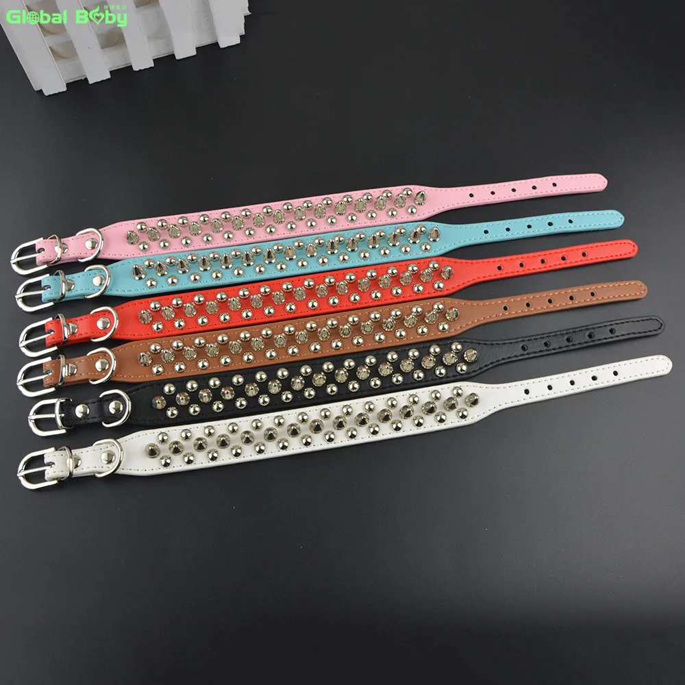 (30 шт./лот) бренд Global Baby Leather One Row шипованные шипы ошейник для собак с заклепками в