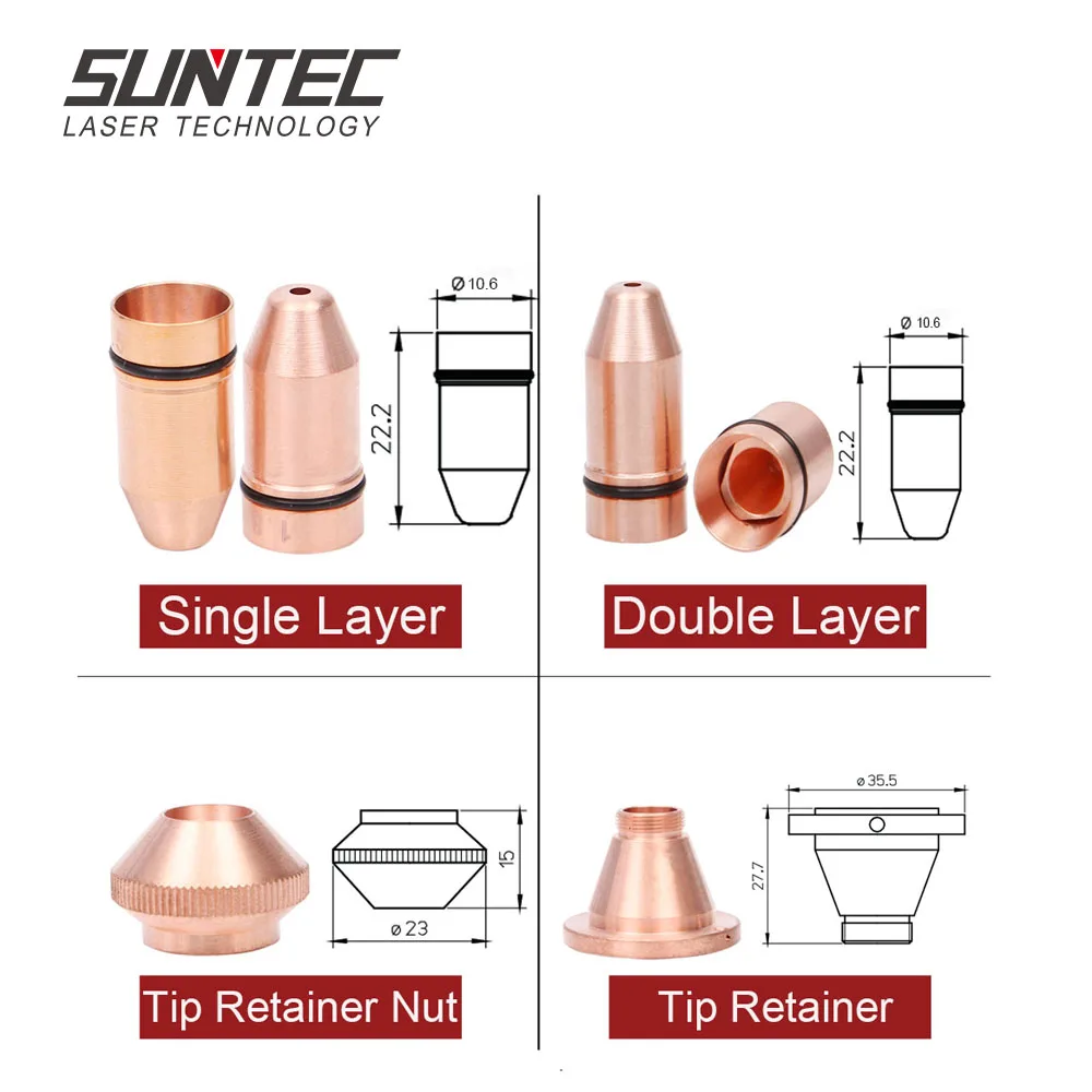 Suntec Bullet laser nozzle 1.0 1.5 1.8 2.0 2.5 3.0mm /Tip Retainer Nut for Laser Mech CINCINNATI Laser Cutting Machine