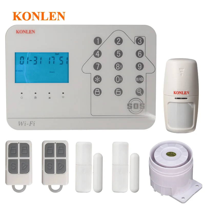 Konlen wifi GSM PSTN умная домашняя система охранной сигнализации для дома безопасный беспроводной детектор проводка сенсор комплект Alarme камера поддерживается - Цвет: Package B